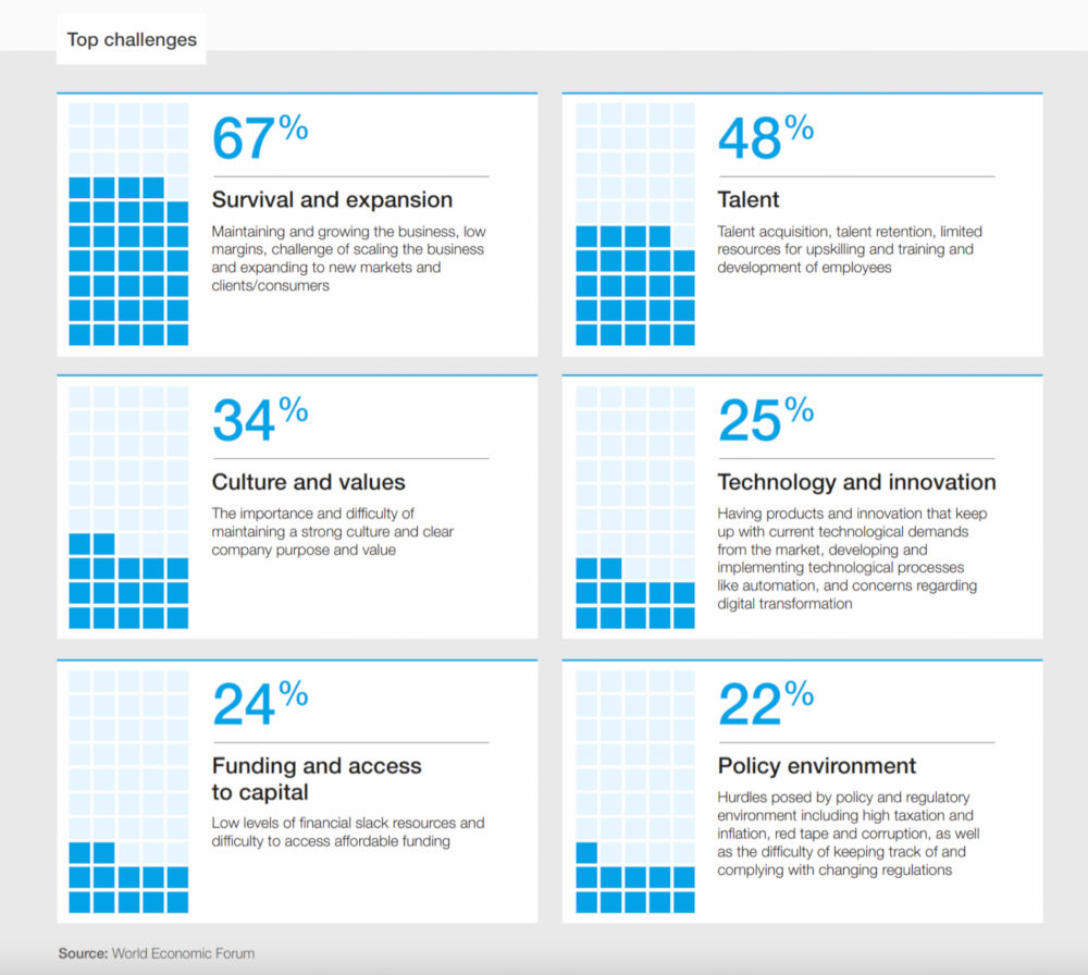 graphic shows that 67% of mid-sized companies report struggling to survive due to operational pressures