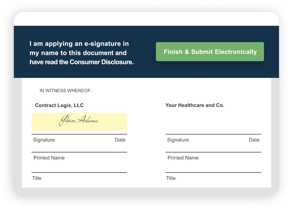 graphic shows example of E-Signature solutions in contract lifecycle management