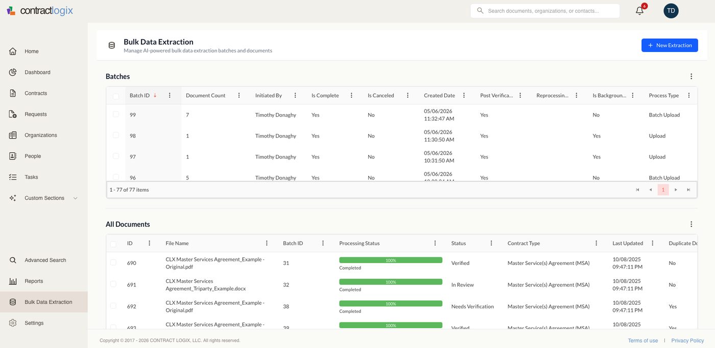 AI Data Extraction (AIDE) capturing contract properties into structured fields
